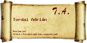 Tordai Adrián névjegykártya